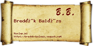 Bredák Balázs névjegykártya